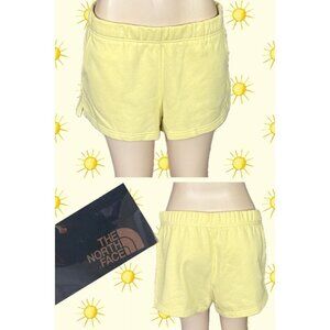 The North Face XXL Logo Yellow Elastic Waistband Pockets Cotton Blend Shorts